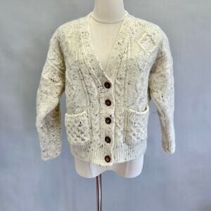 Celtic Country wool boxy cardigan sweater beige/oatmeal women's Size medium